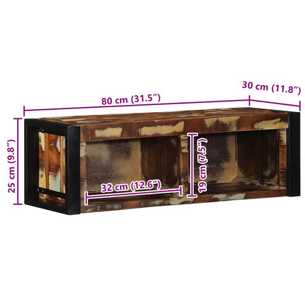 Tv-bänk flerfärgad 80x30x25 cm massivt återvunnet trä
