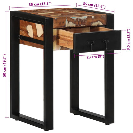 Sidobord Flerfärgat 35X35X50 Cm Massivt Trä Återvunnet