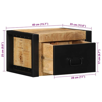 Sängbord 40x35x25 cm massivt grovt mangoträ