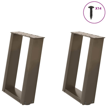 Soffbordsben U-formade 2 st naturstål 38x(42-43) cm stål