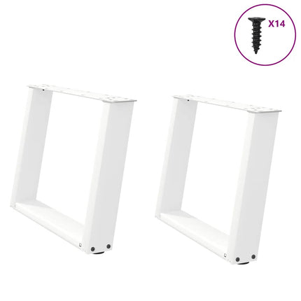 Soffbordsben U-formade 2 st vita 70x(42-43) cm stål