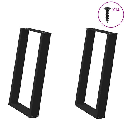 Matbordsben U-formade 2 st svarta 50x(72-73) cm stål