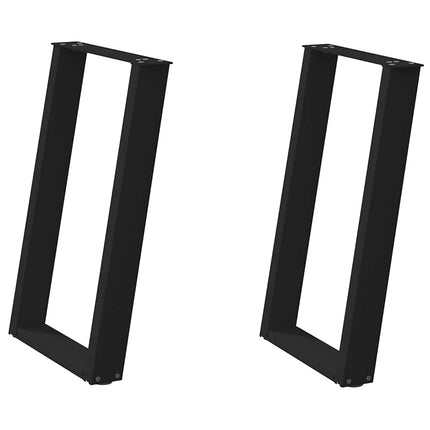 Matbordsben U-formade 2 st svarta 50x(72-73) cm stål