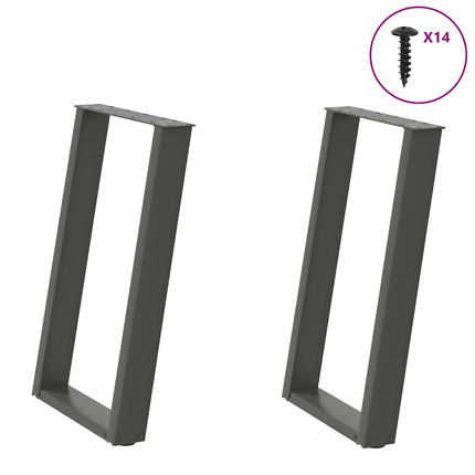 Matbordsben U-formade 2 st antracit 50x(72-73) cm stål