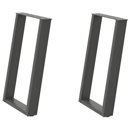 Matbordsben U-formade 2 st antracit 50x(72-73) cm stål