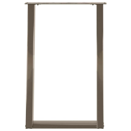 Matbordsben U-formade 2 st naturstål 50x(72-73) cm stål