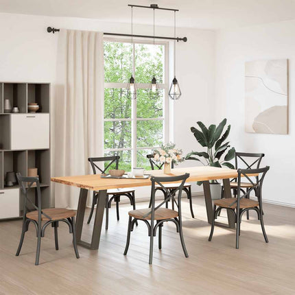 Matbordsben U-formade 2 st naturstål 60x(72-73) cm stål