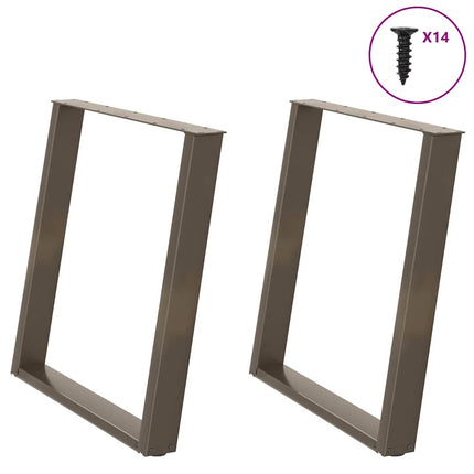 Matbordsben U-formade 2 st naturstål 70x(72-73) cm stål