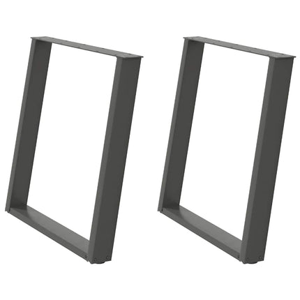 Matbordsben U-formade 2 st antracit 80x(72-73) cm stål