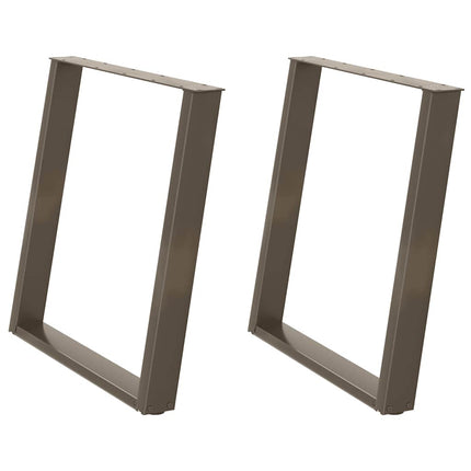 Matbordsben U-formade 2 st naturstål 80x(72-73) cm stål