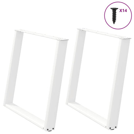Matbordsben U-formade 2 st vita 100x(72-73) cm stål