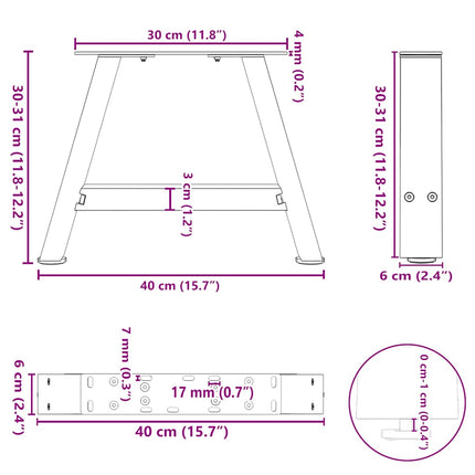 Soffbordsben A-formade 2 st vita 40x(30-31) cm stål