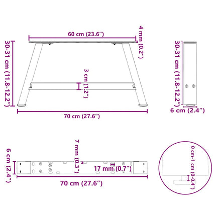 Soffbordsben A-formade 2 st antracit 70x(30-31) cm stål