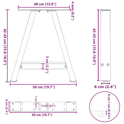 Soffbordsben A-formade 2 st svarta 50x(42-43) cm stål