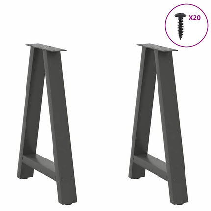 Matbordsben A-formade 2 st antracit 60x(72-73) cm stål