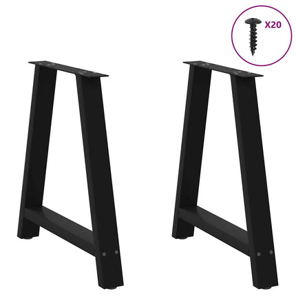 Matbordsben A-formade 2 st svarta 70x(72-73) cm stål