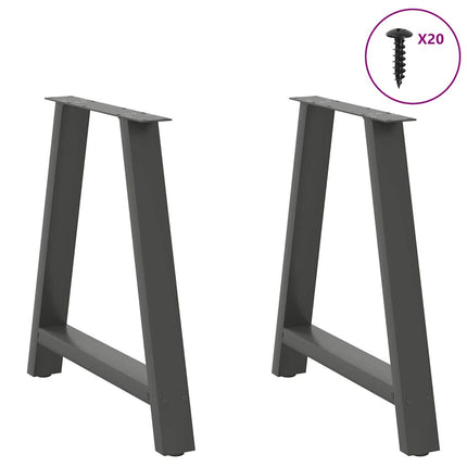 Matbordsben A-formade 2 st antracit 70x(72-73) cm stål