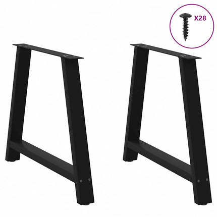 Matbordsben A-formade 2 st svarta 90x(72-73) cm stål