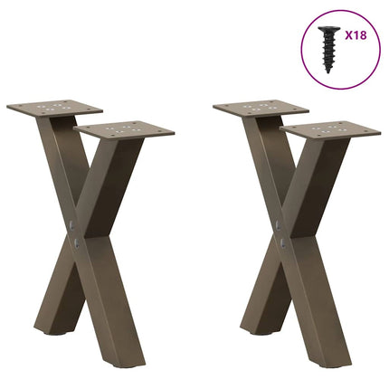 Soffbordsben X-formade 2 st naturstål 30x(30-31) cm stål