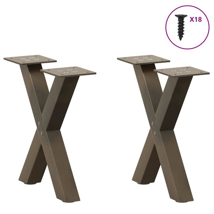 Soffbordsben X-formade 2 st naturstål 37x(30-31) cm stål
