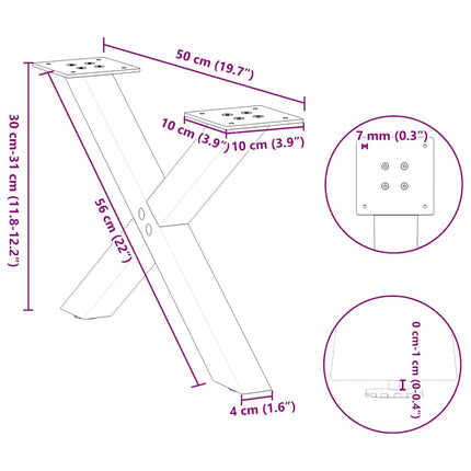 Soffbordsben X-formade 2 st antracit 50x(30-31) cm stål