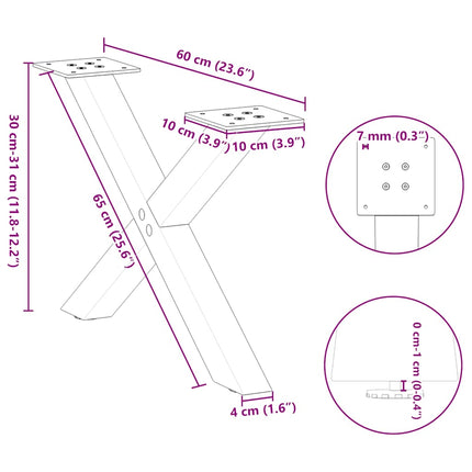 Soffbordsben X-formade 2 st antracit 60x(30-31) cm stål