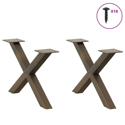Soffbordsben X-formade 2 st naturstål 60x(30-31) cm stål