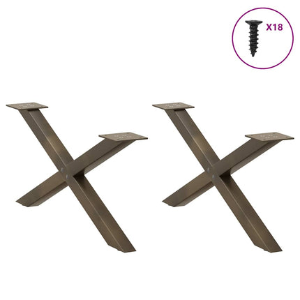 Soffbordsben X-formade 2 st naturstål 70x(30-31) cm stål