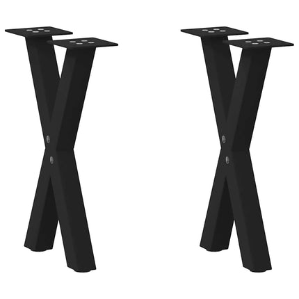 Soffbordsben X-formade 2 st svarta 38x(42-43) cm stål