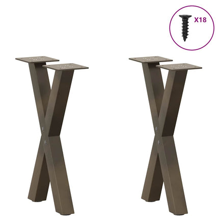 Soffbordsben X-formade 2 st naturstål 38x(42-43) cm stål