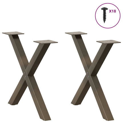 Soffbordsben X-formade 2 st naturstål 60x(42-43) cm stål