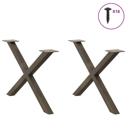 Soffbordsben X-formade 2 st naturstål 70x(42-43) cm stål