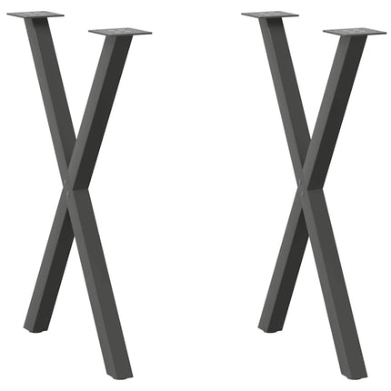 Matbordsben X-formade 2 st antracit 50x(72-73) cm stål