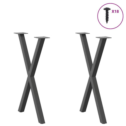 Matbordsben X-formade 2 st antracit 50x(72-73) cm stål