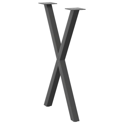 Matbordsben X-formade 2 st antracit 50x(72-73) cm stål