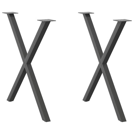 Matbordsben X-formade 2 st antracit 70x(72-73) cm stål