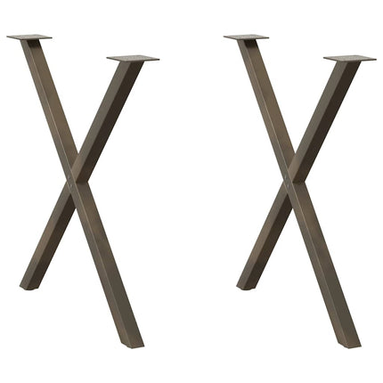 Matbordsben X-formade 2 st naturstål 70x(72-73) cm stål