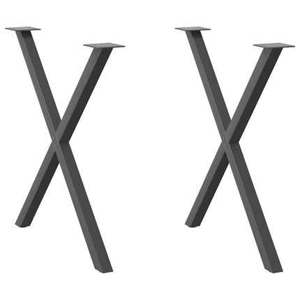 Matbordsben X-formade 2 st antracit 80x(72-73) cm stål
