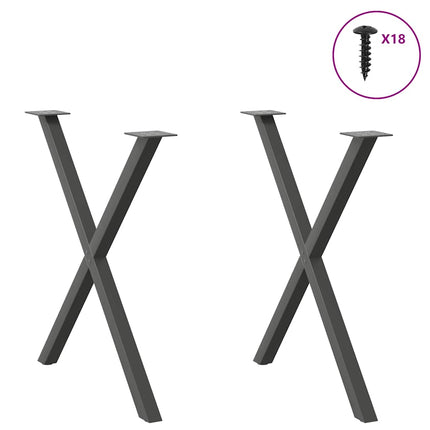 Matbordsben X-formade 2 st antracit 80x(72-73) cm stål