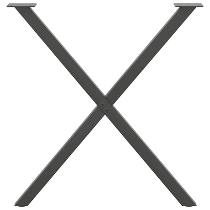 Matbordsben X-formade 2 st antracit 80x(72-73) cm stål
