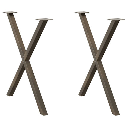 Matbordsben X-formade 2 st naturstål 80x(72-73) cm stål