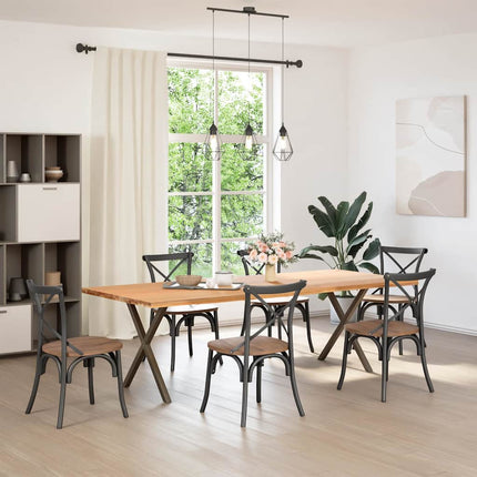 Matbordsben X-formade 2 st naturstål 80x(72-73) cm stål