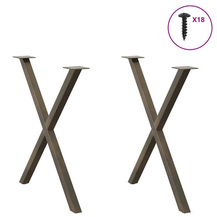 Matbordsben X-formade 2 st naturstål 80x(72-73) cm stål