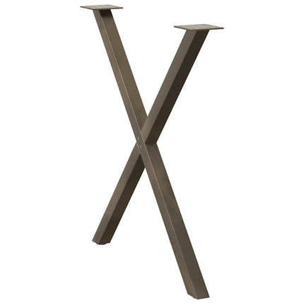 Matbordsben X-formade 2 st naturstål 80x(72-73) cm stål