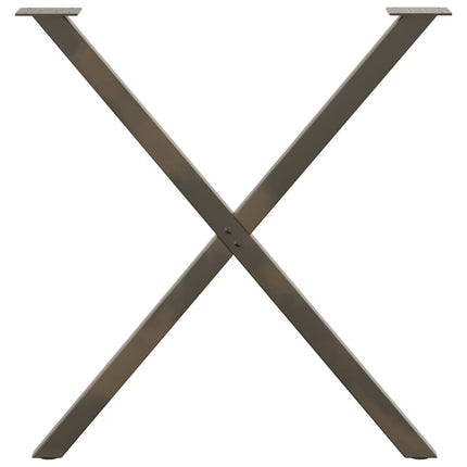 Matbordsben X-formade 2 st naturstål 80x(72-73) cm stål