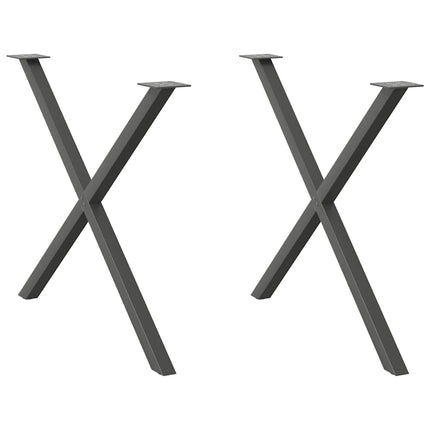 Matbordsben X-formade 2 st antracit 90x(72-73) cm stål