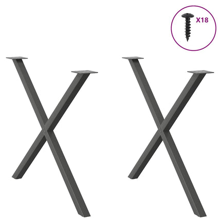Matbordsben X-formade 2 st antracit 90x(72-73) cm stål