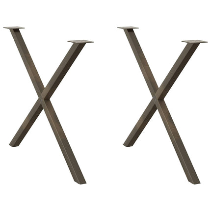 Matbordsben X-formade 2 st naturstål 90x(72-73) cm stål
