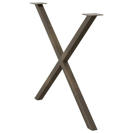 Matbordsben X-formade 2 st naturstål 90x(72-73) cm stål