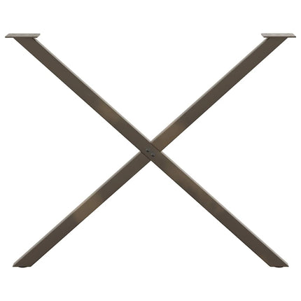 Matbordsben X-formade 2 st naturstål 90x(72-73) cm stål